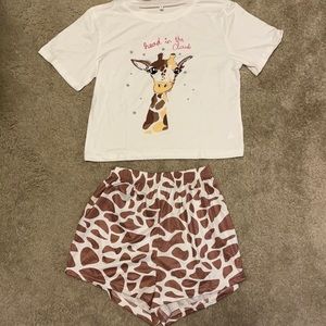 Giraffe themed PJ set, size S.